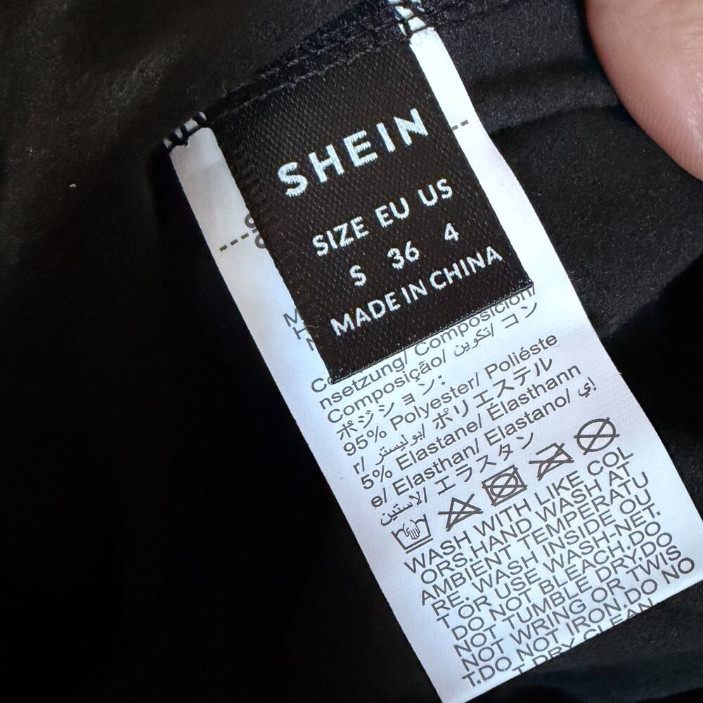 SHEIN Black Faux Leather Rhinestone Leggings | S | High Waisted | New - Picture 3 of 3